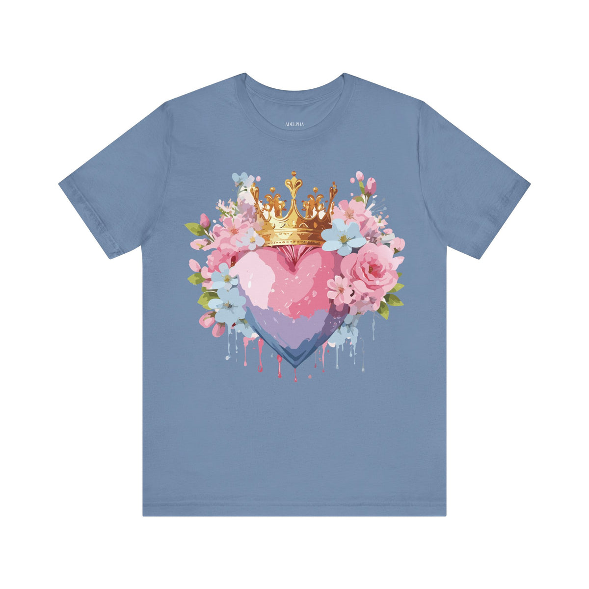 Valentine's Day Graphic Unisex Cotton Bella+Canvas Tee with Floral Art Design d108
