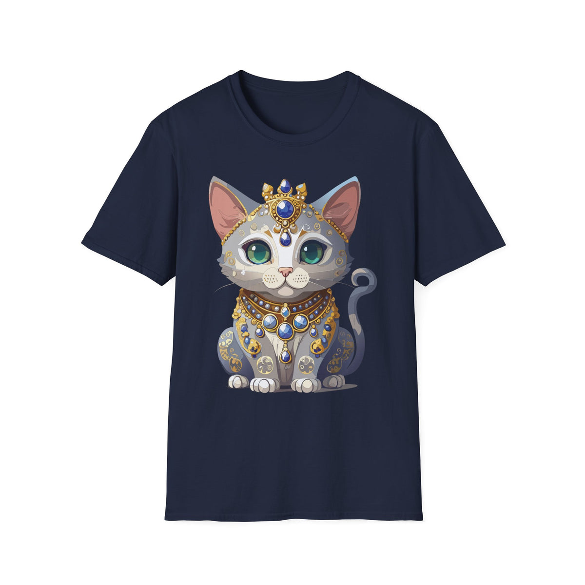 Jeweled Royal Cat T-Shirt | Gemstone Crown Kitty