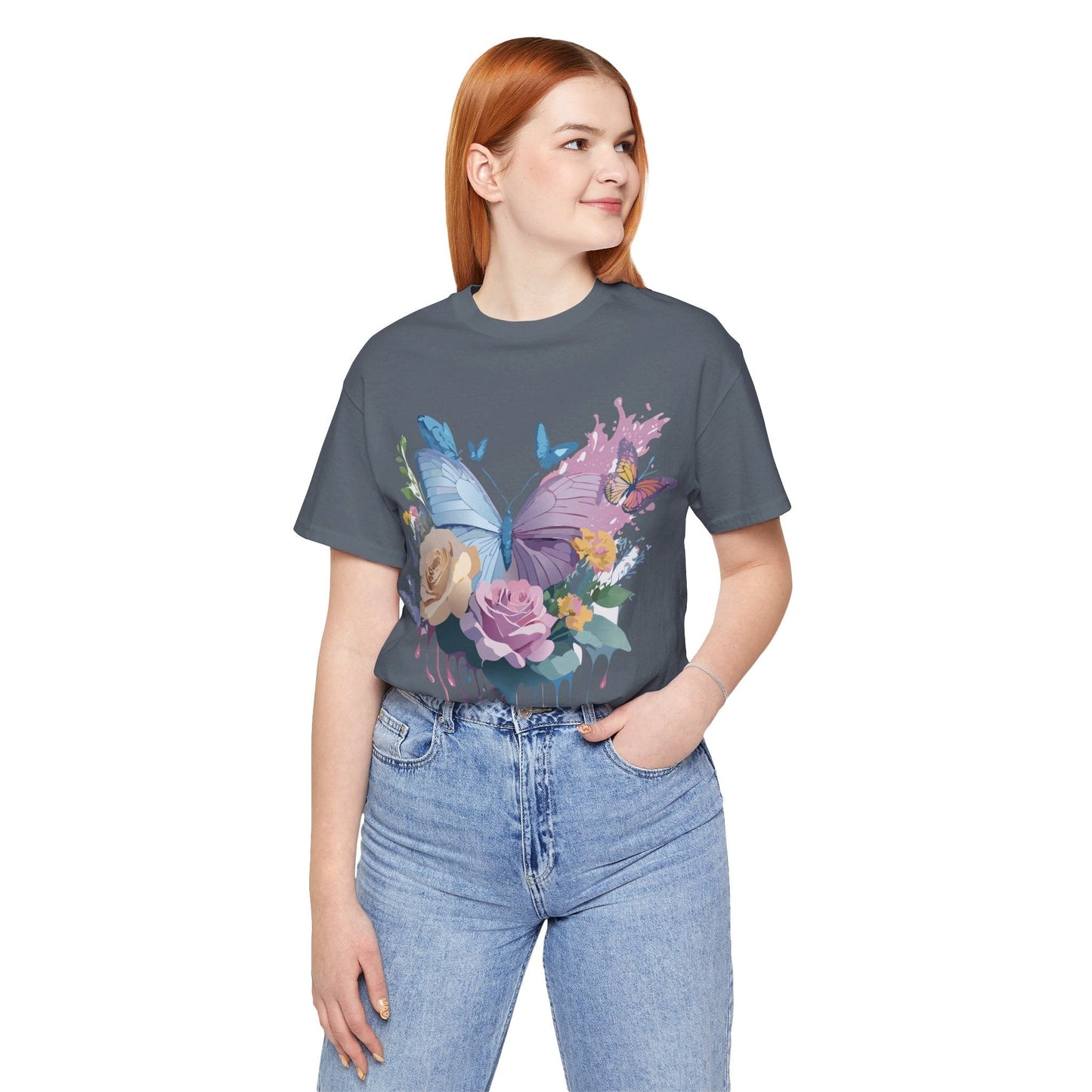 Butterfly Graphic Tee Unisex Vintage Art Design Adelpha Short Sleeve