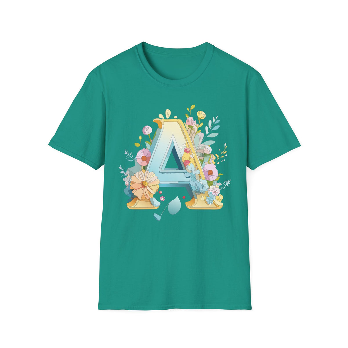 Floral Letter A T-Shirt | Monogram Initial Tee