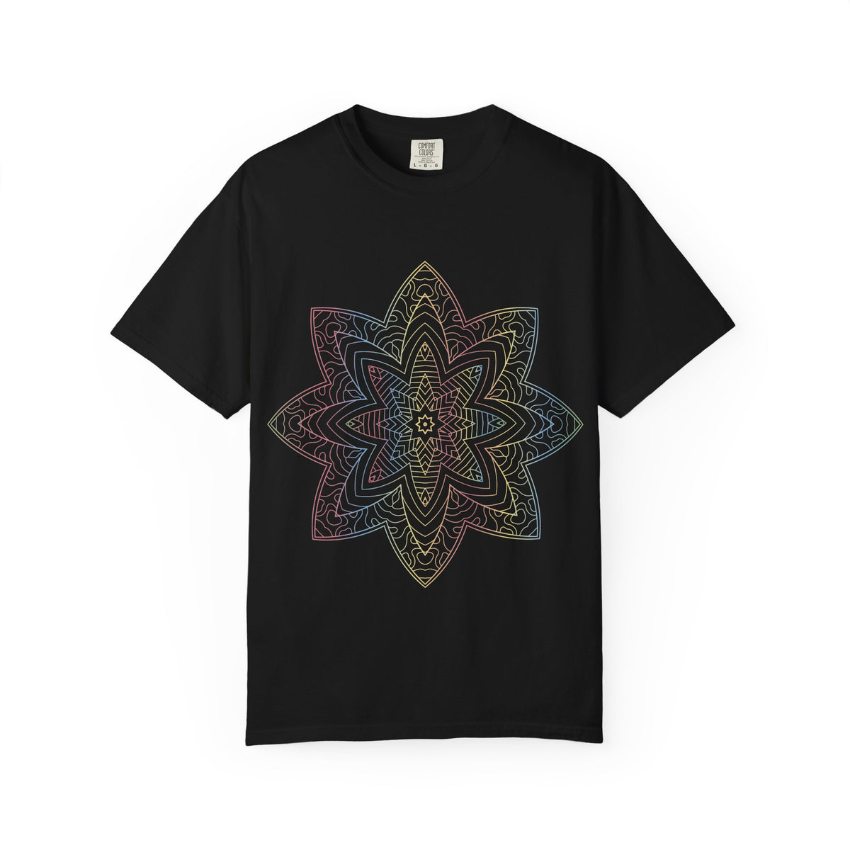 Unisex Garment Dyed Cotton T-Shirt with Mandala Graphic Design