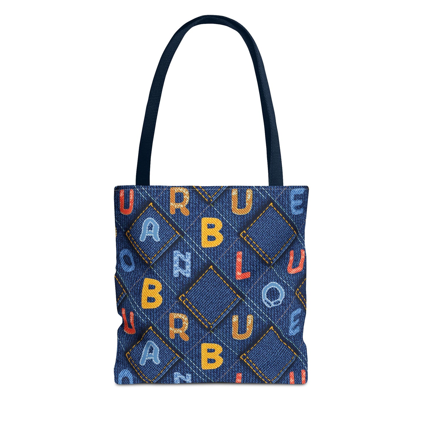 Denim Fabric Imitation Print Unisex Canvas Bag Poly Spun 3 Sizes Tote Bag 187-2