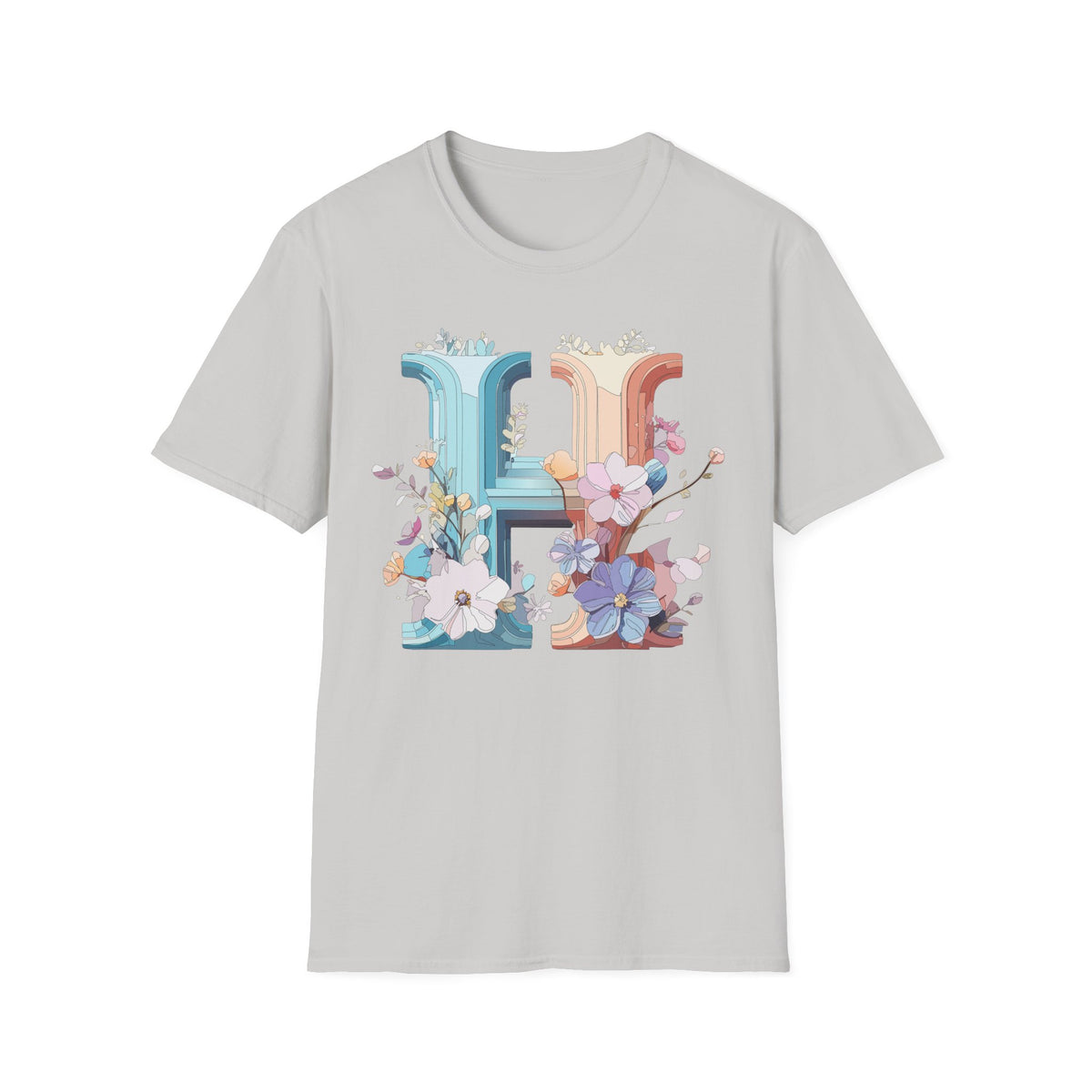 Floral Letter H T-Shirt | Botanical Monogram Tee