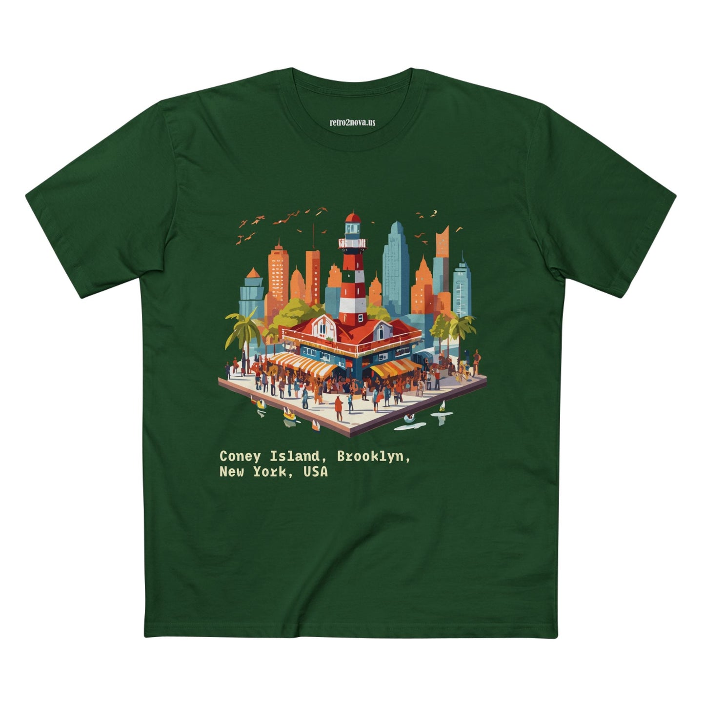 Unisex Travel Shirt Brooklyn Tourist Shirt Premium Cotton Tee with Original Art by Retro2Nova TT25