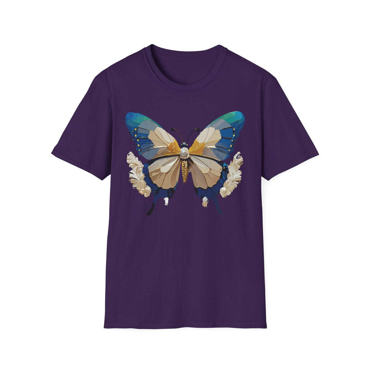 Butterfly Graphic T-Shirt — Earth Tone Floral Wing Design Graphic Tee Unisex 100 Cotton Gildan T-Shirt