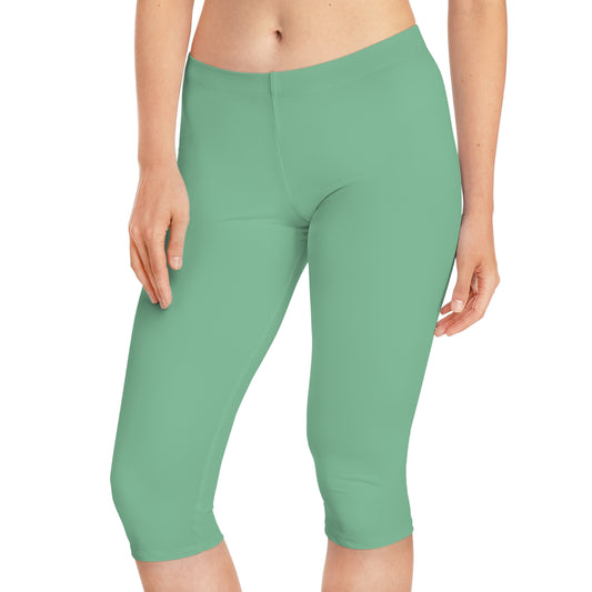 Green Color Capri Leggings, Green Capri Leggings 7