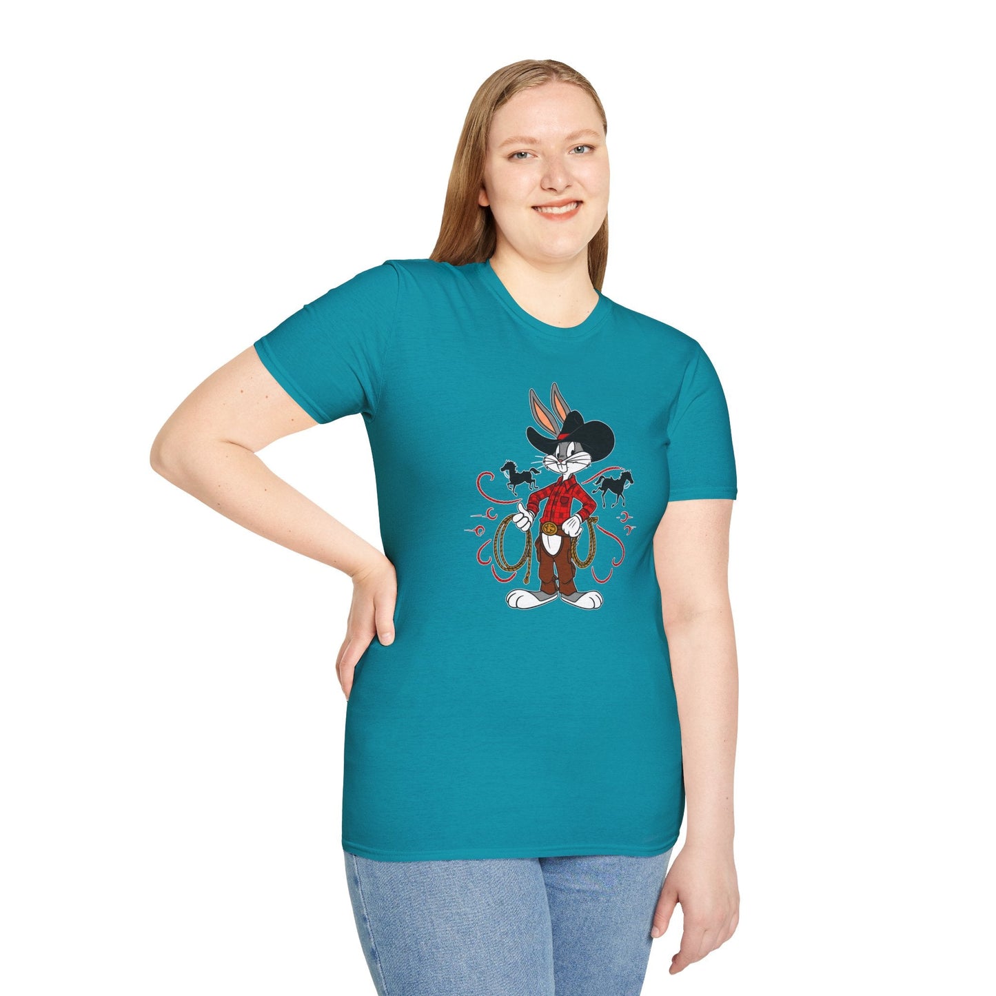 Cartoon Bunny Graphic Unisex Cotton Animal Animation Artwork Design Tee 4