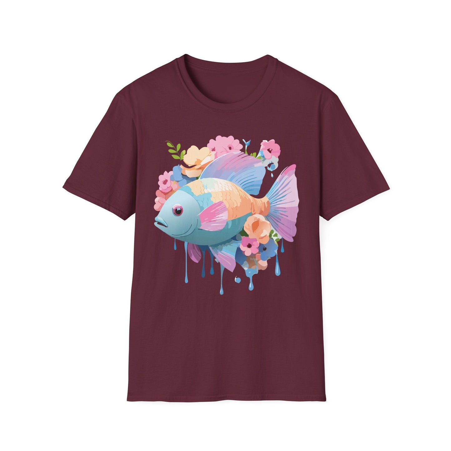 Fish Art Design Graphic Tee Unisex Short Sleeve T Shirt With Fish Artwork Premium Cotton