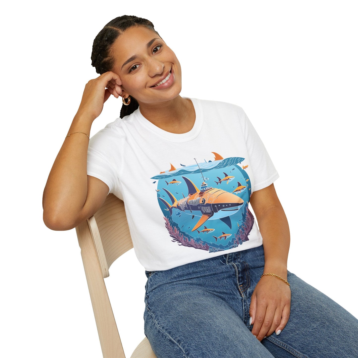Ocean Tee Shirt Unisex Softstyle Cotton Tee 4.5 Oz Lightweight U Boat Theme Design