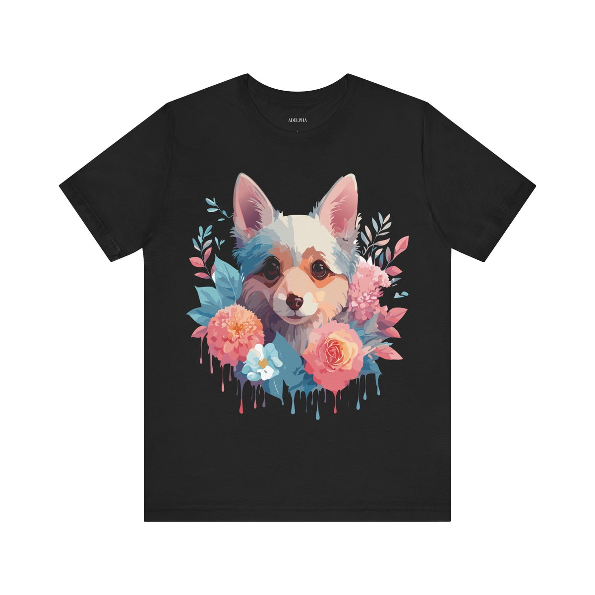 Dog Graphic Unisex Cotton Bella+Canvas Tee with Art Animal Design e120