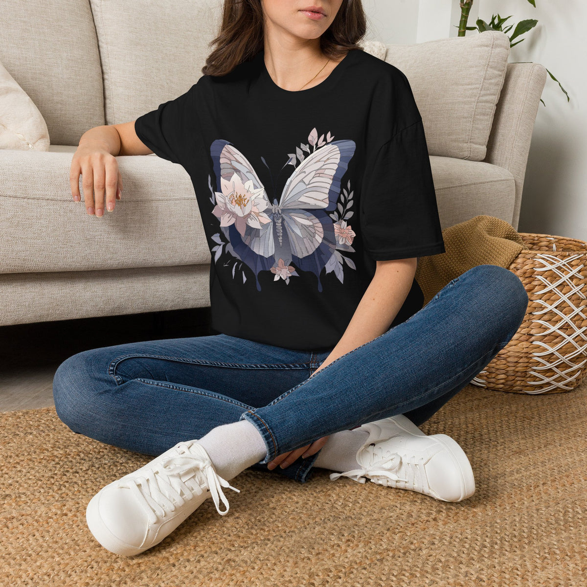 Floral Butterfly Flower Wings Graphic Design Unisex 100 Cotton Gildan T-Shirt