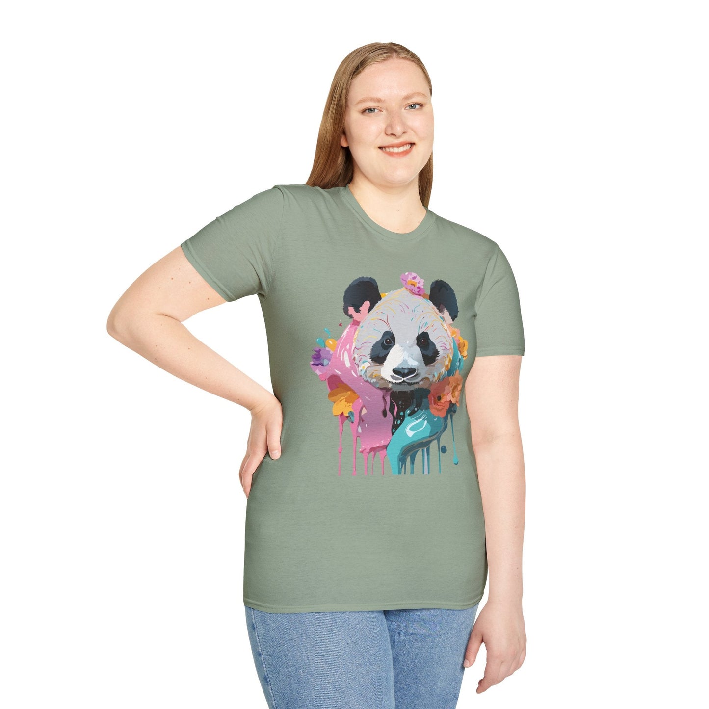 Gildan Softstyle Panda Shirt Unisex T Shirt With Panda Animal Design 100 Percent Cotton Tee