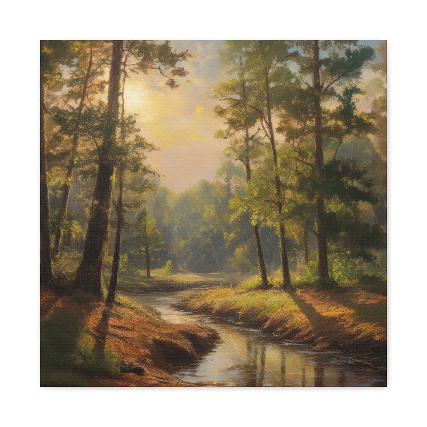 Forest Print Canvas, Trees Oil Paint Print 20x20, 24x24, 30x30, 32x32, 36x36 Art Design Print Pine-Wood Inner Frame MC-71