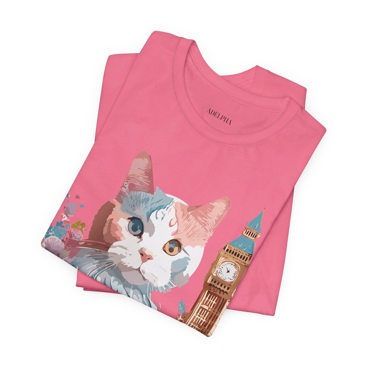 Unisex Cat Graphic Tee With Short Sleeve Vintage Inspired Art Adelpha
