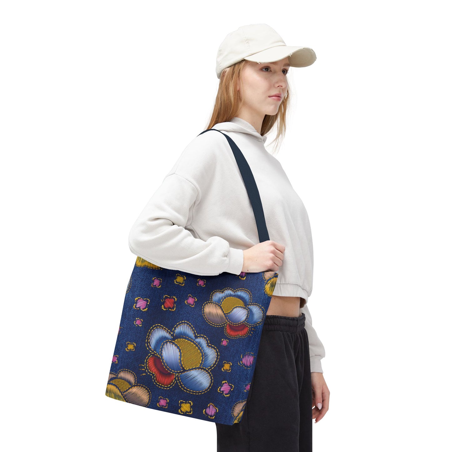 Denim Fabric Imitation Print Unisex Canvas Bag Poly Spun 3 Sizes Tote Bag 164