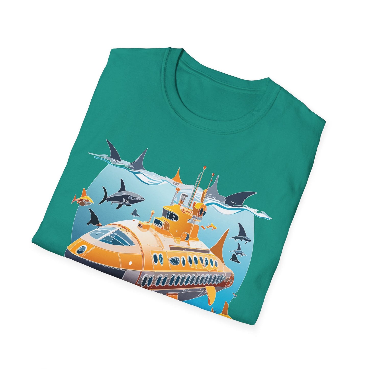 Ocean Themed Unisex Gildan Softstyle 64000 Short Sleeve T Shirt With Ocean Art Design