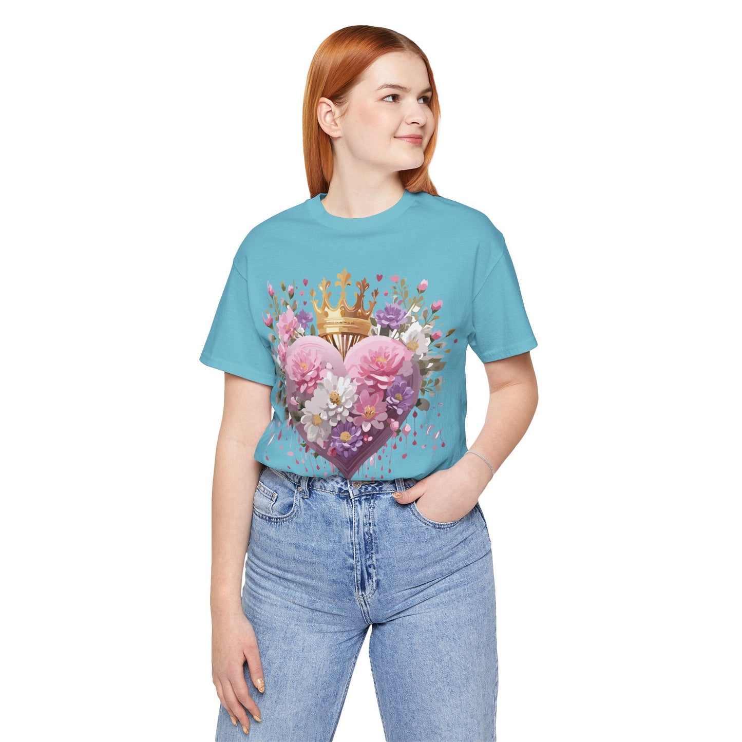 Valentine Day Graphic Unisex 100 Cotton Vintage Artwork with Love and Flower Design Tee 2