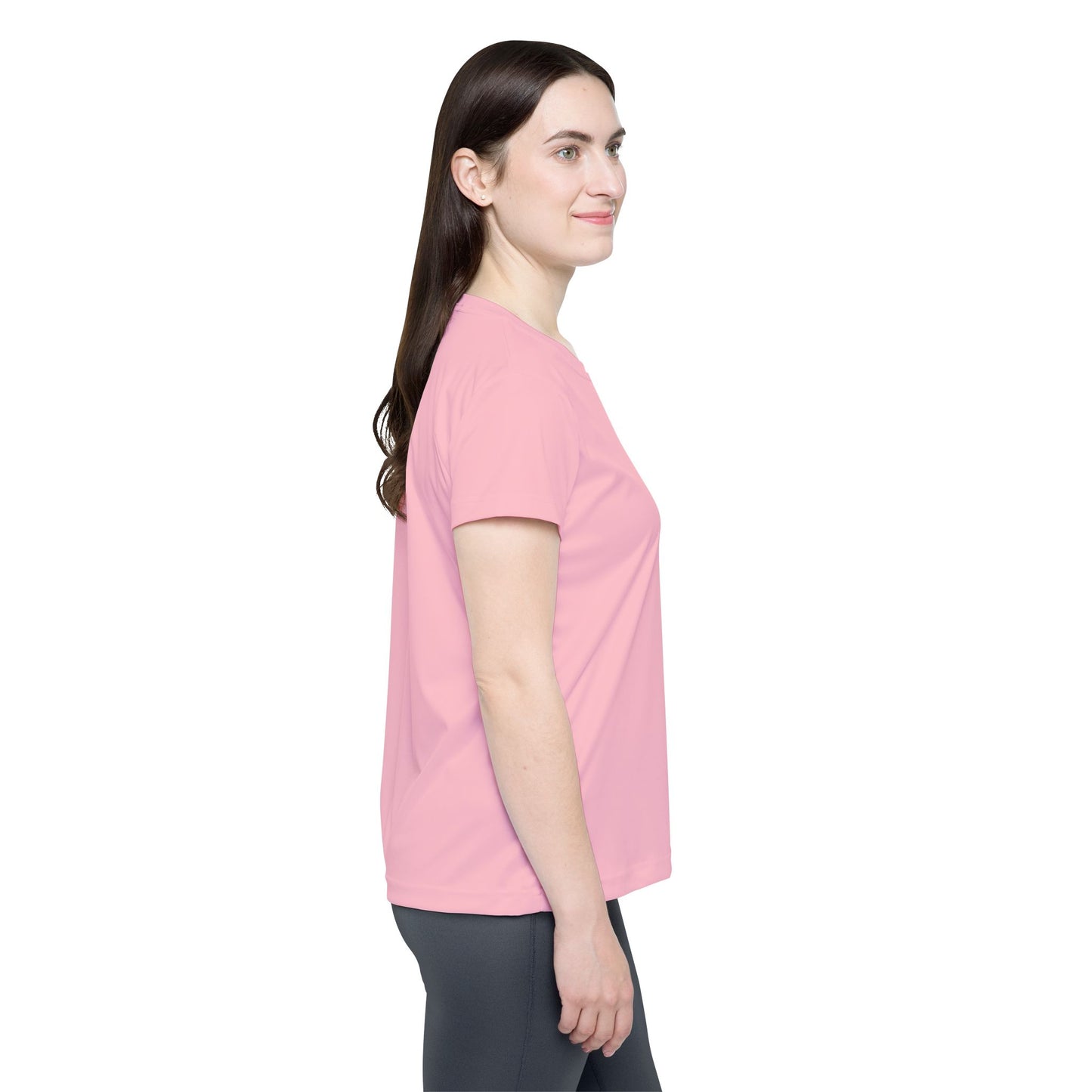 Soft Today Pink Women's Sports Jersey Short Sleeves 100% Poly Solid Pink Color Print Athletic Tee