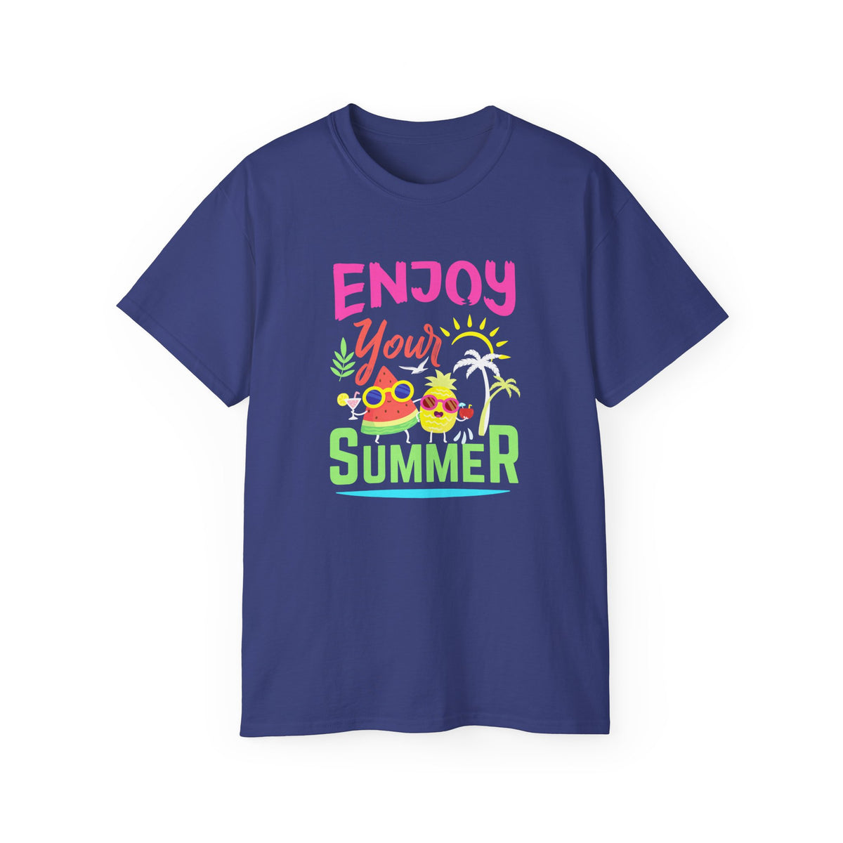 Enjoy Your Summer Tee | Tropical Pineapple Palm Tree Beach Shirt