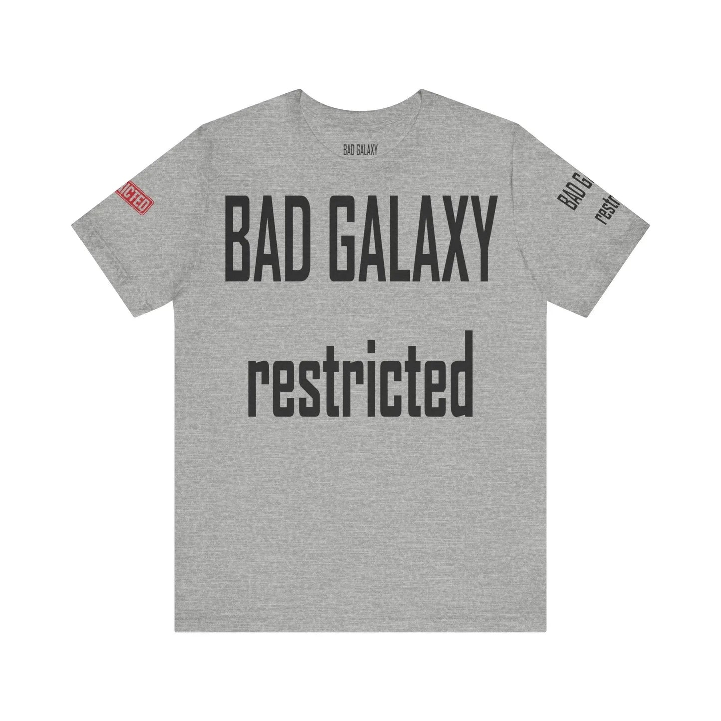 Bad Galaxy Tee Shirt With Red Stamp 100 Percent Cotton Made In USA Eco Friendly Inks