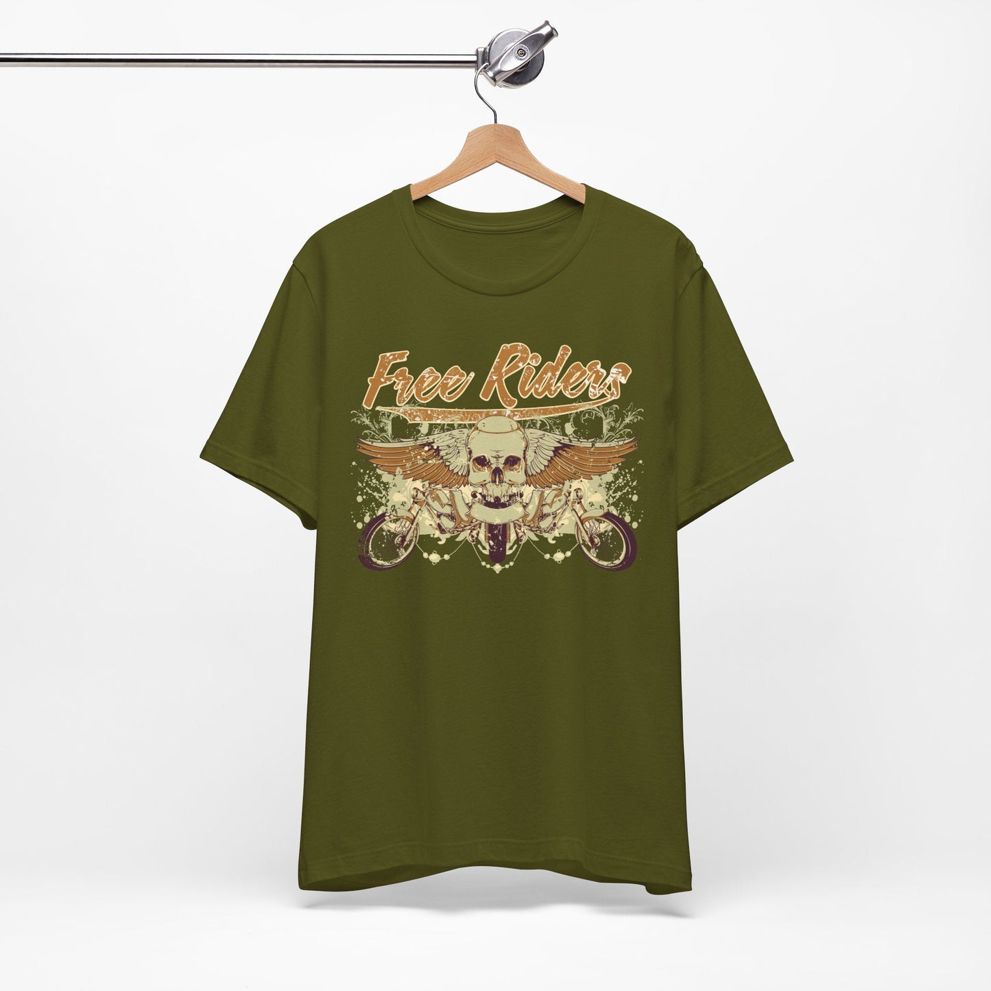 Free Riders Skull Motorcycle Tee Biker Graphic Art Design T-Shirt A-1
