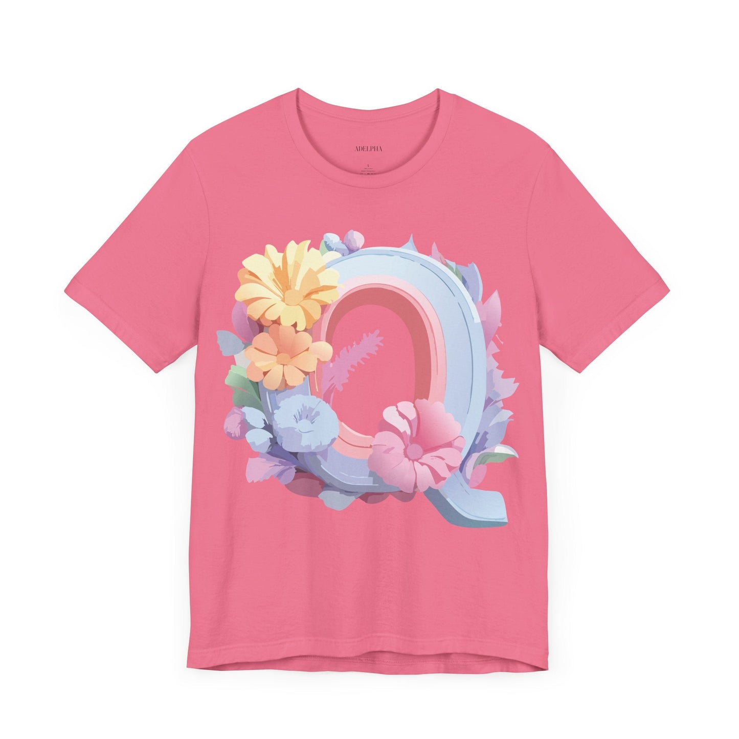 Unisex Letter Q Graphic Tee Vintage Inspired Art Design Short Sleeve