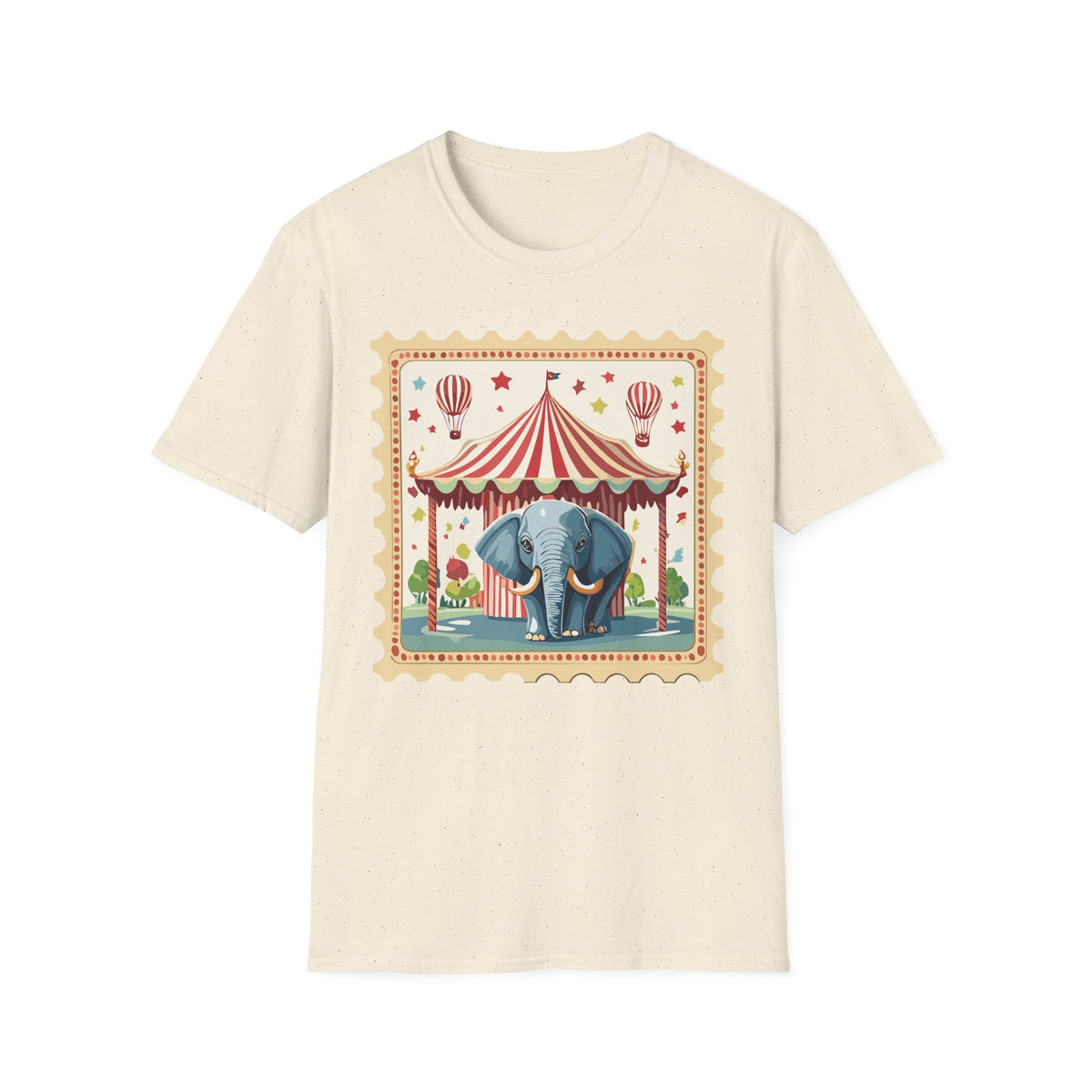 Vintage Circus Elephant T-Shirt | Carnival Tent, Hot Air Balloons Graphic Tee Unisex 100 Cotton Gildan T-Shirt