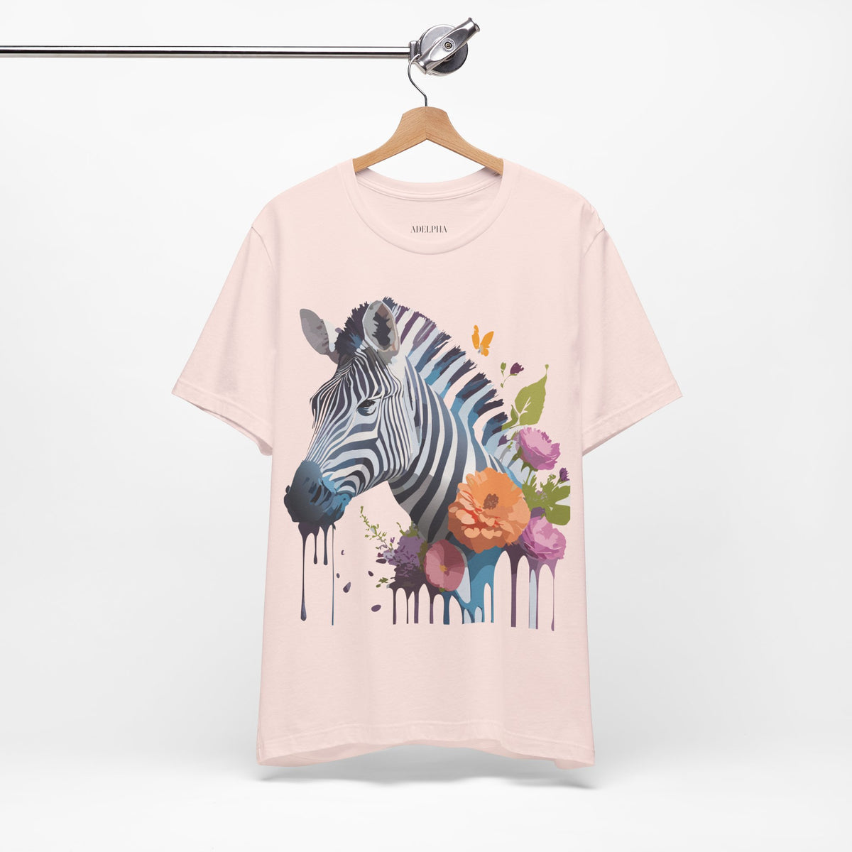 Zebra Graphic Unisex Cotton Bella+Canvas Tee with Art Animal Design e76