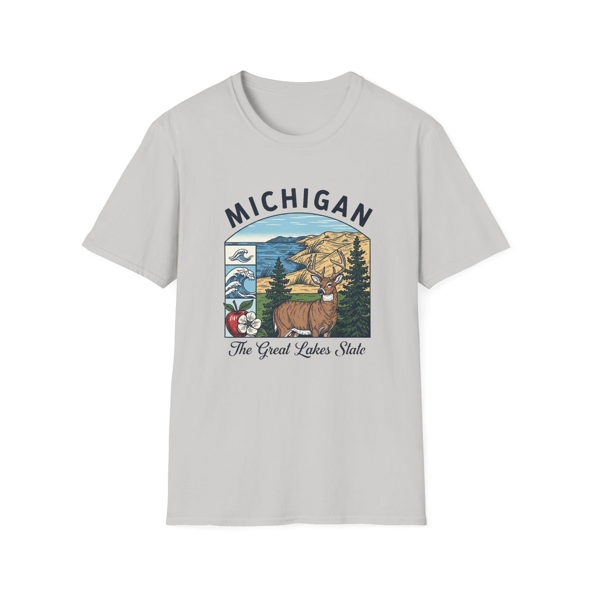 Michigan Scenic T-Shirt — Great Lakes State Vintage Travel Tourist Graphic Design Unisex 100 Cotton Gildan T-Shirt