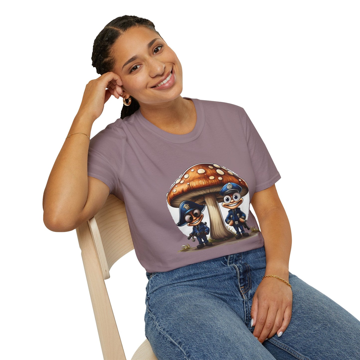 Funny Mashroom Graphic Unisex Softstyle Cotton With Cartoon Illustration Design 11