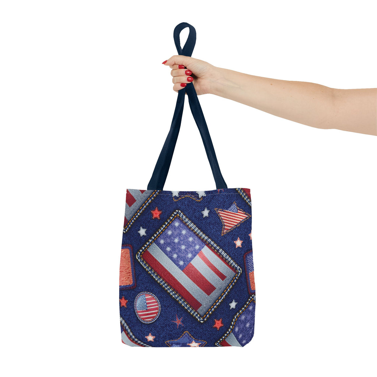 4th of July Graphic Denim Fabric Imitation Print Unisex Canvas Bag Poly Spun 3 Sizes Tote Bag 200-6