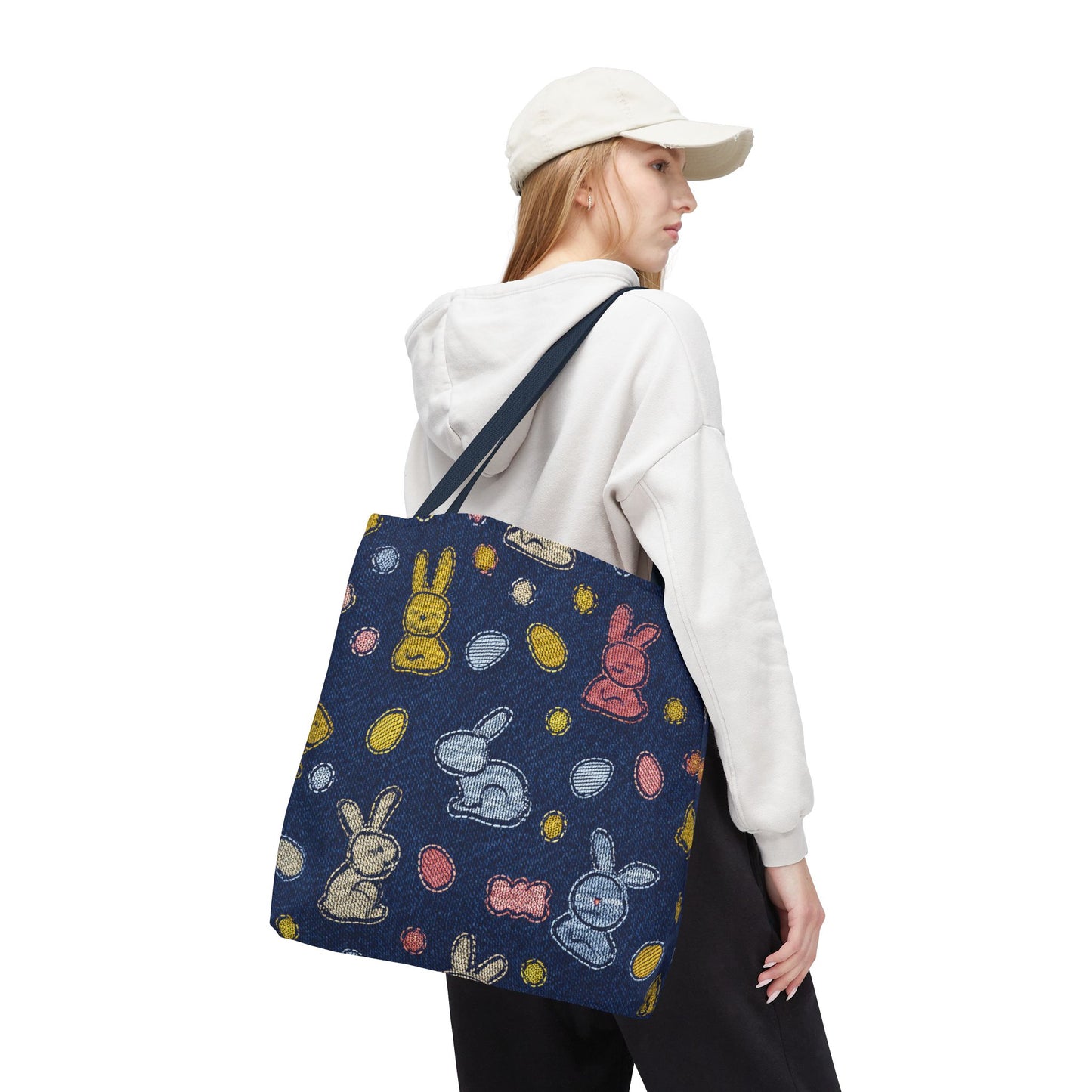 Easter Graphic Design Denim Fabric Imitation Print Unisex Canvas Bag Poly Spun 3 Sizes Tote Bag 204-1