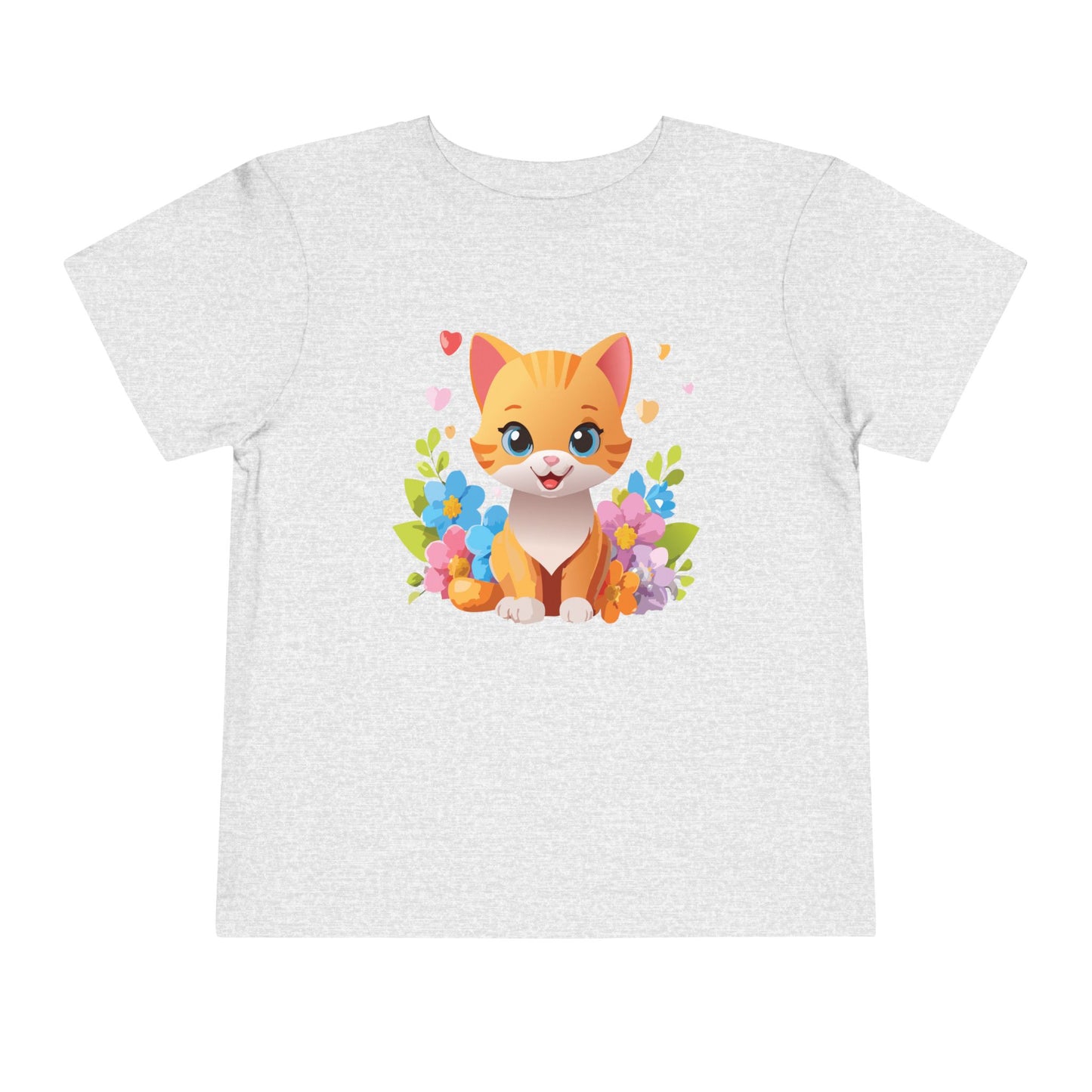 Bonita camiseta de manga corta para niños pequeños con gato: adorable camiseta con gráfico de gatito para niños (2 a 5 años)