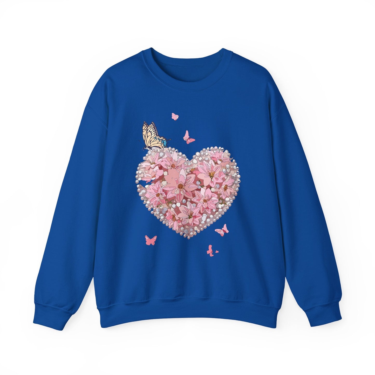 Unisex Floral Heart Sweatshirt with Love Floral Design for Valentines Day Gift Idea