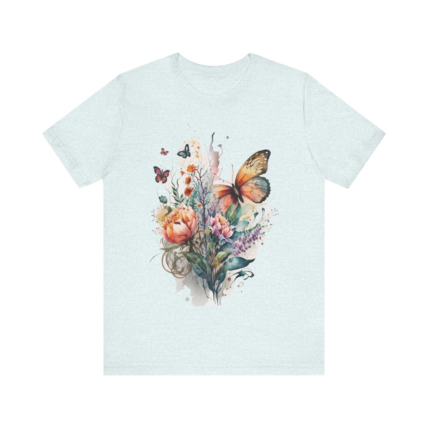 Cotton Tee Shirt with Butterfly Prints