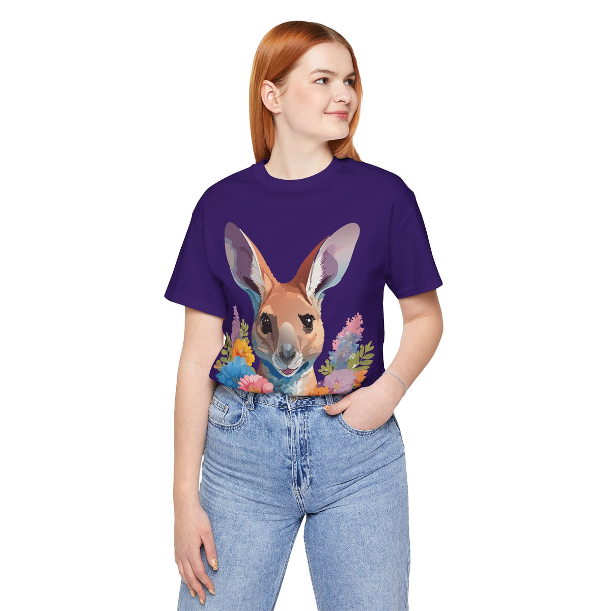 Kangaroo Graphic Unisex Cotton Bella+Canvas Tee with Art Animal Design e311