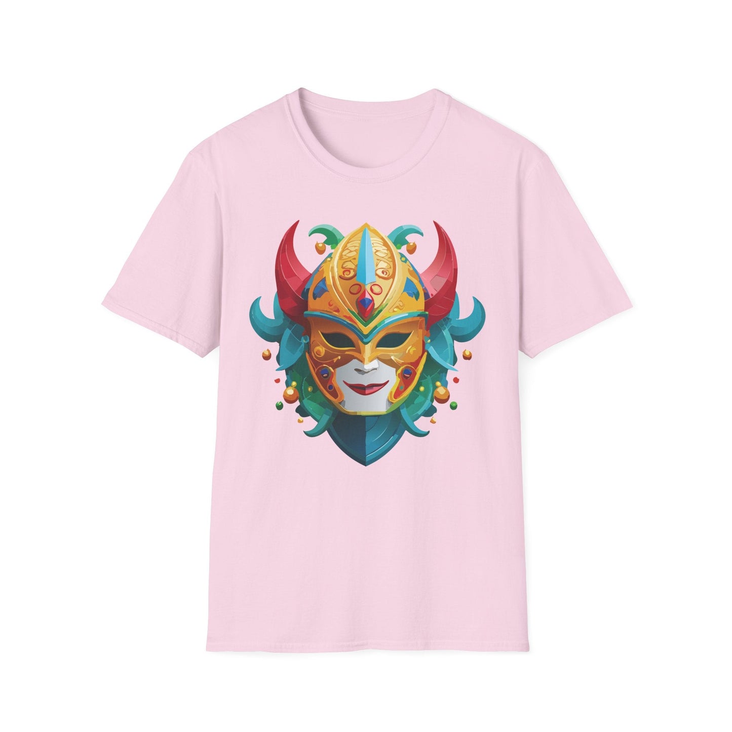 Unisex Mask Tee Shirt Softstyle Gildan 64000 Cotton Tee Masquerade Design Artwork