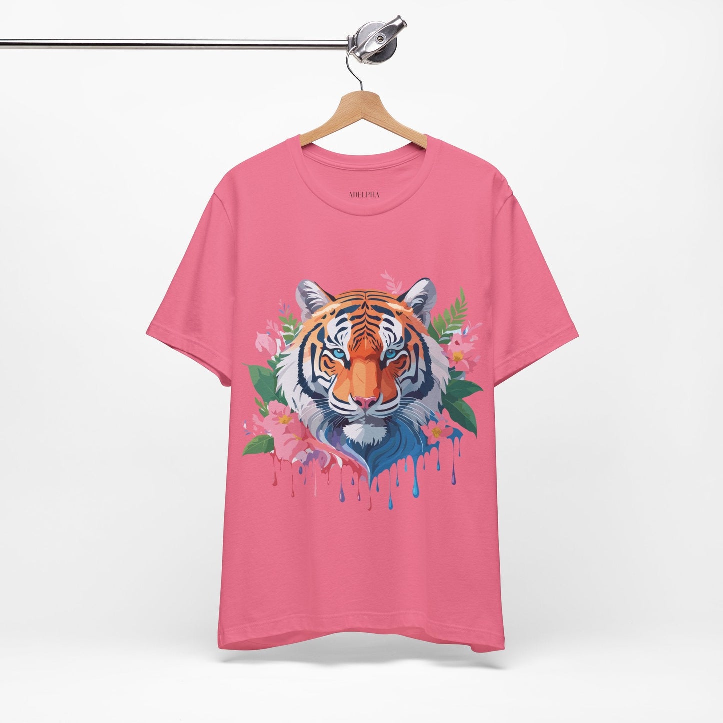 Tiger Graphic Tee Unisex Short Sleeve Shirt With Vintage Inspired Artwork By Adelpha