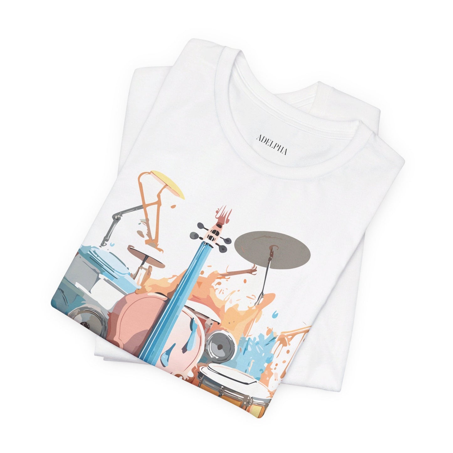 Music Graphic Unisex 100 Cotton Vintage Art with Musical Elements Tee 74