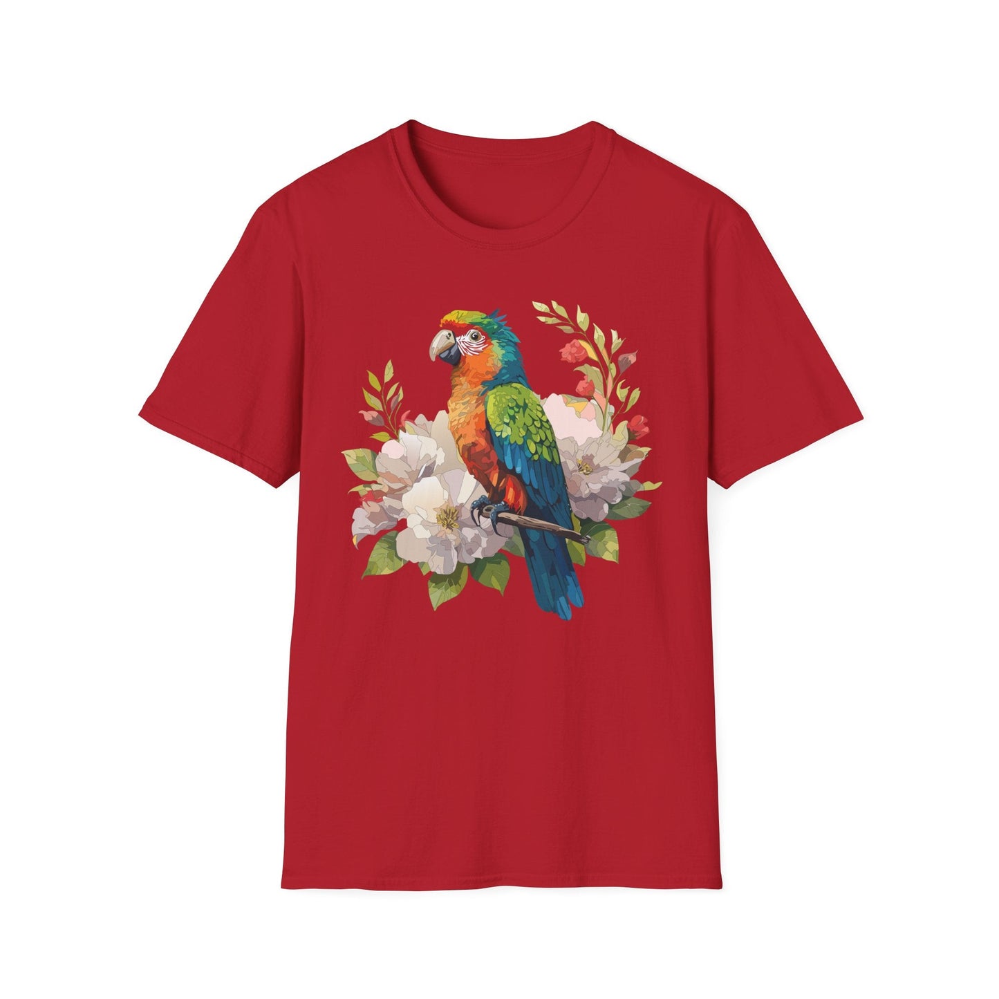 Floral Bird T Shirt Unisex Softstyle Gildan 64000 Graphic Tee With Animal Design
