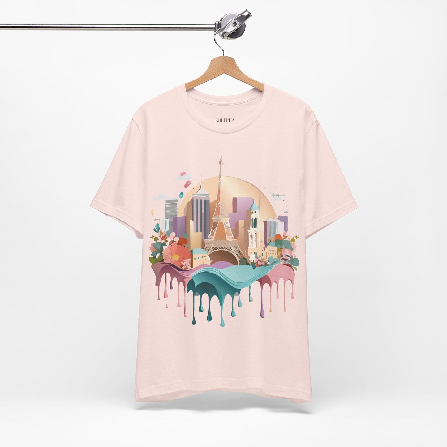 Tourist Shirt With Paris Graphic Tee Unisex Jersey Short Sleeve Art Design Adelpha Vintage Inspired