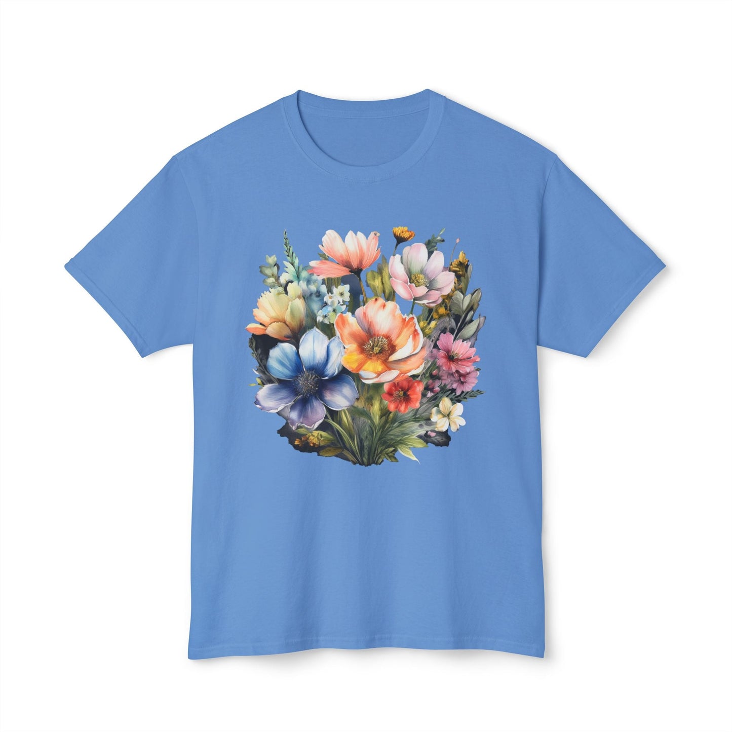 Unisex Floral Art T Shirt With Vintage Flowers Print On 100 Percent Cotton Tee For Everyday Wear