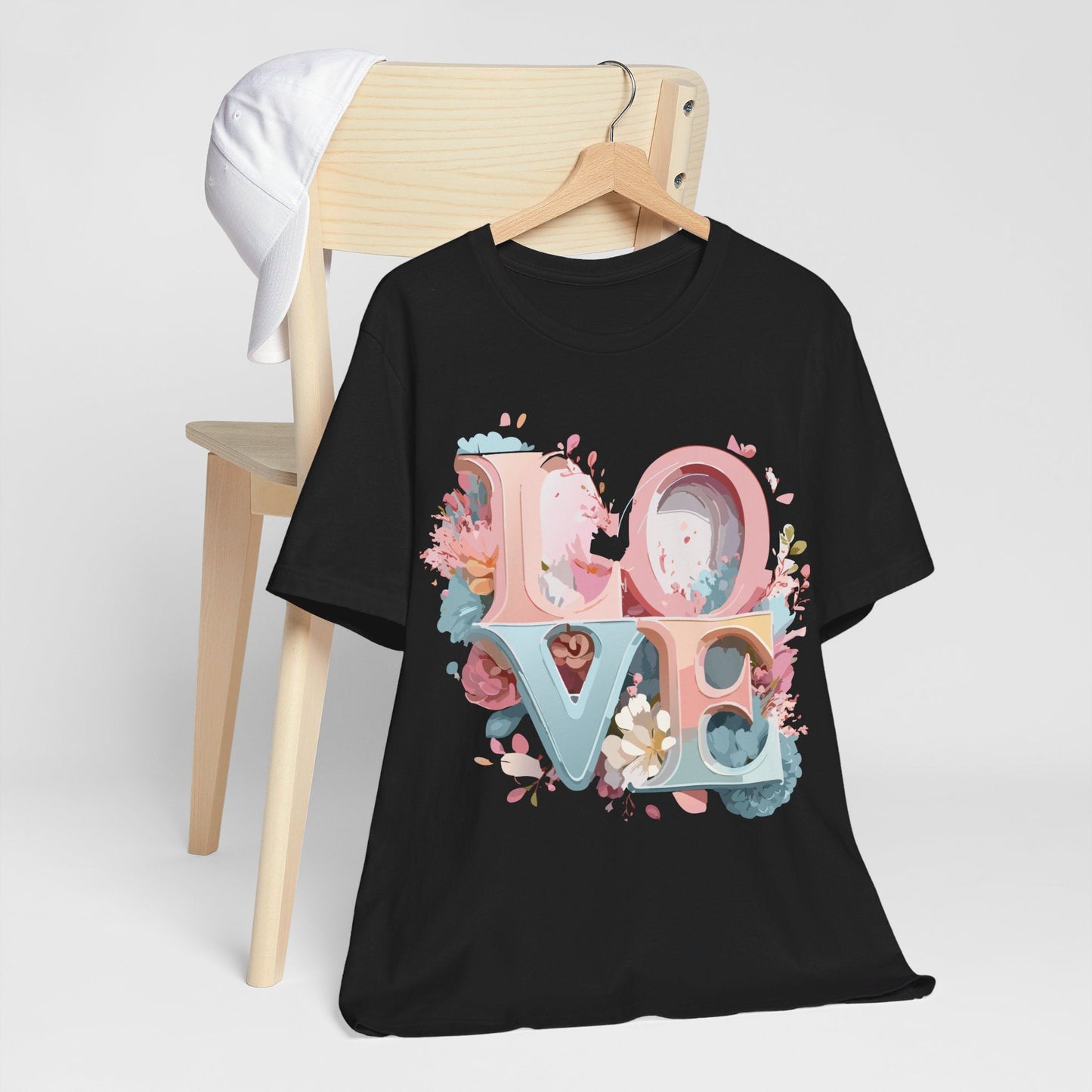 Valentine Day Graphic Unisex 100 Cotton Vintage Artwork with Love and Flower Design Tee 46