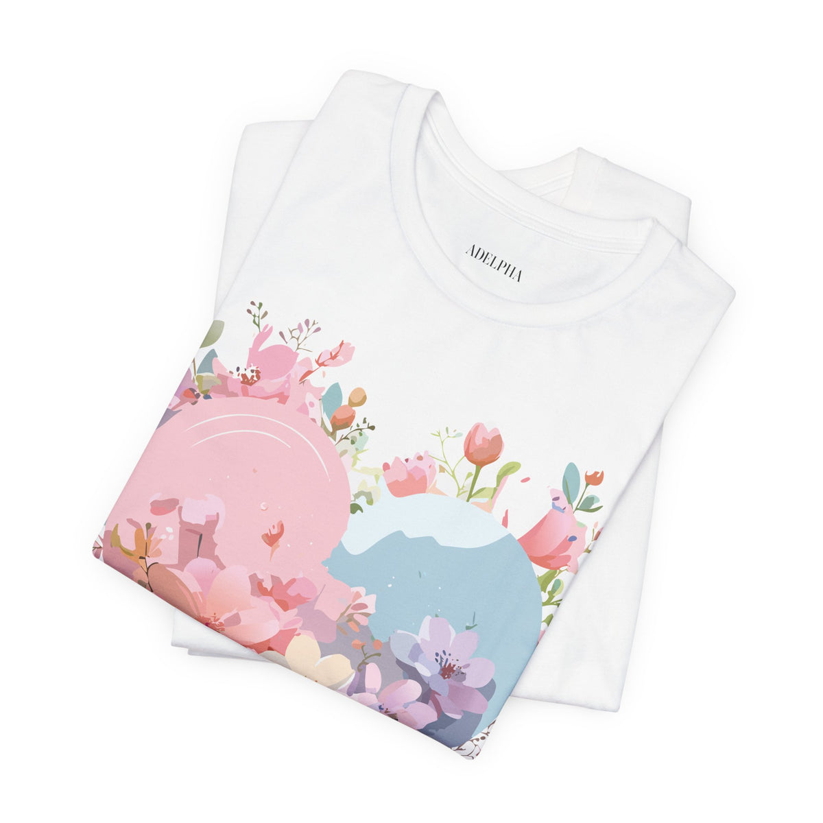 Valentine's Day Graphic Unisex Cotton Bella+Canvas Tee with Floral Art Design d98