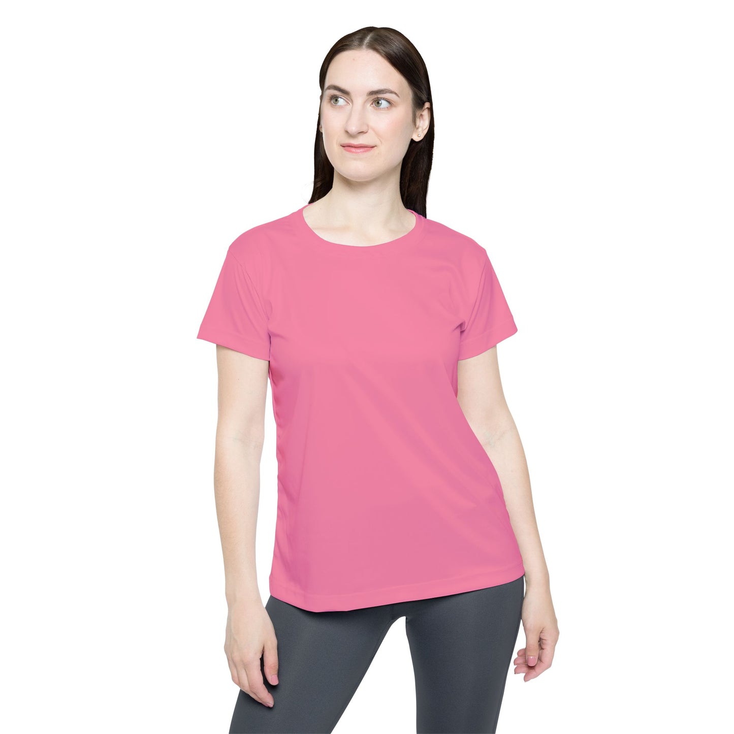 Bubblegum Tint Pink Women's Sports Jersey Short Sleeves 100% Poly Solid Pink Color Print Athletic Tee