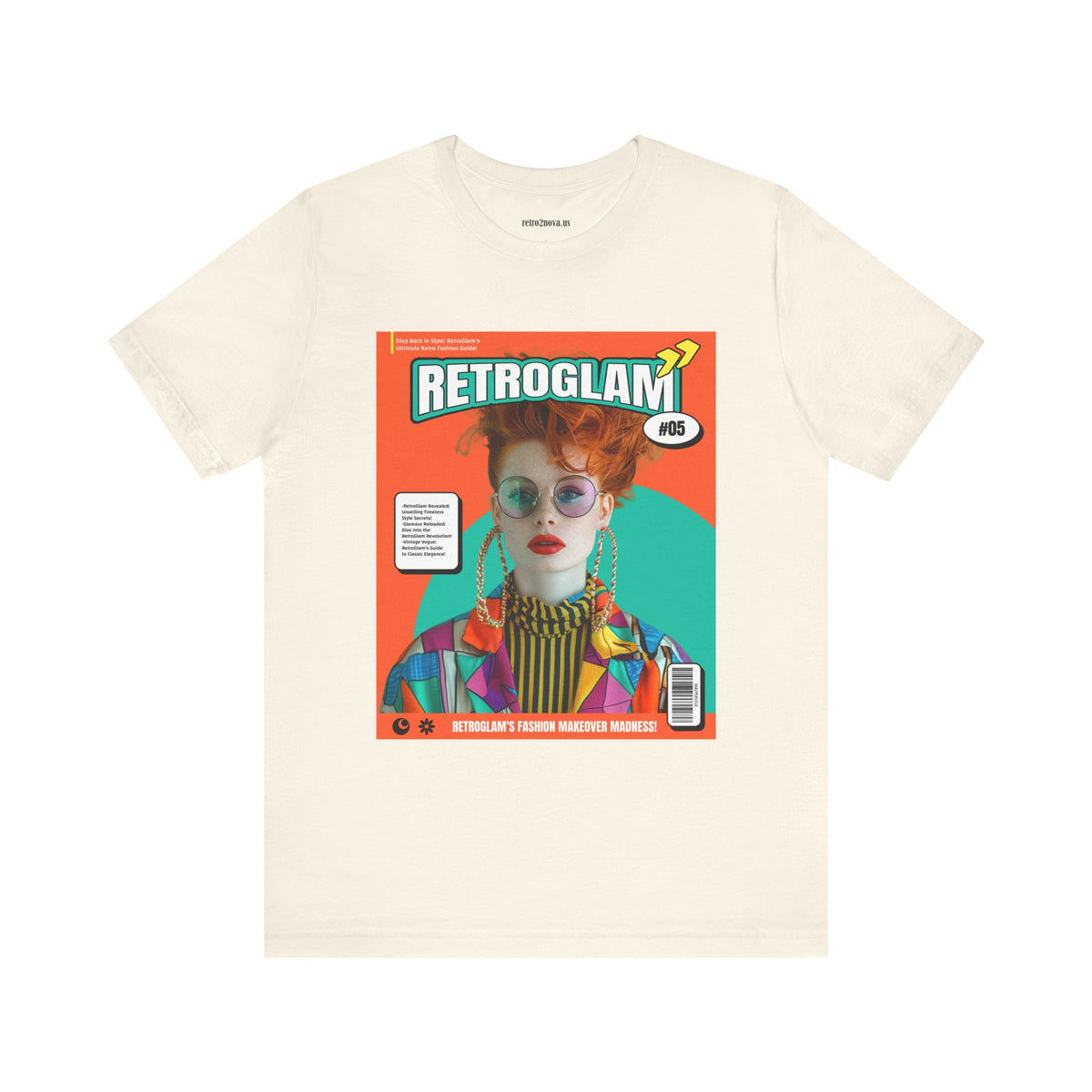 Magazine Cover Graphic Unisex Cotton Bella+Canvas Tee with Retro Poster ab30