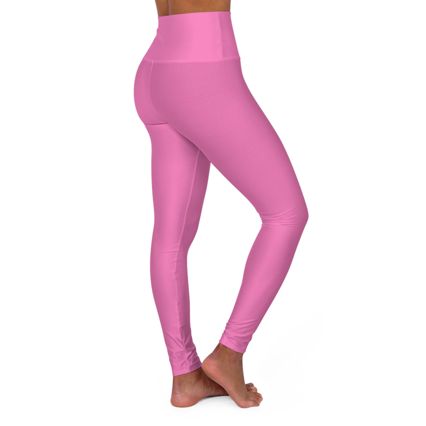 High-Waisted Pink Carnation Yoga Leggings Women's Seamless Poly-Span Stretchy Pink Activewear Pants