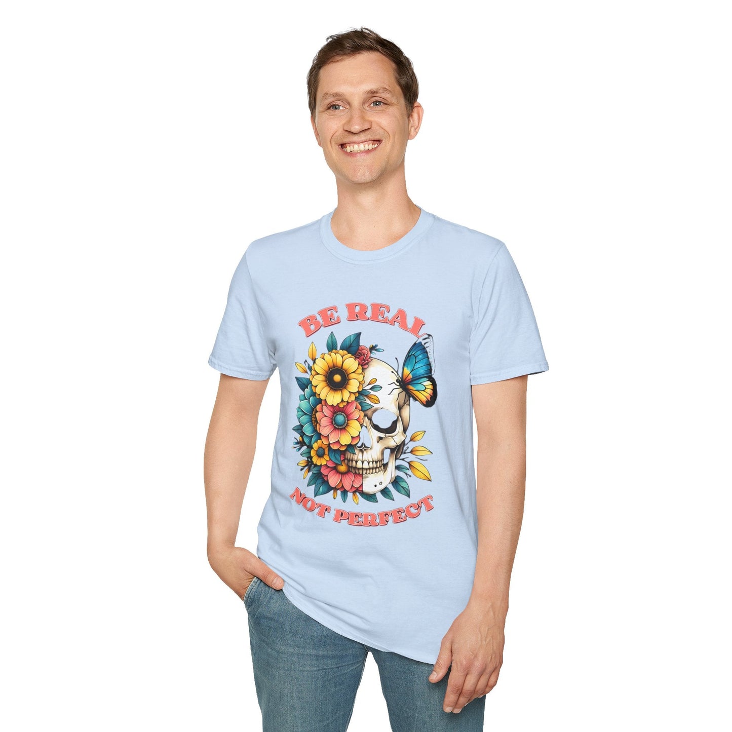 Gildan Skull Tee Shirt Unisex Skeleton Print Tee 100 Percent Ring Spun Cotton Softstyle