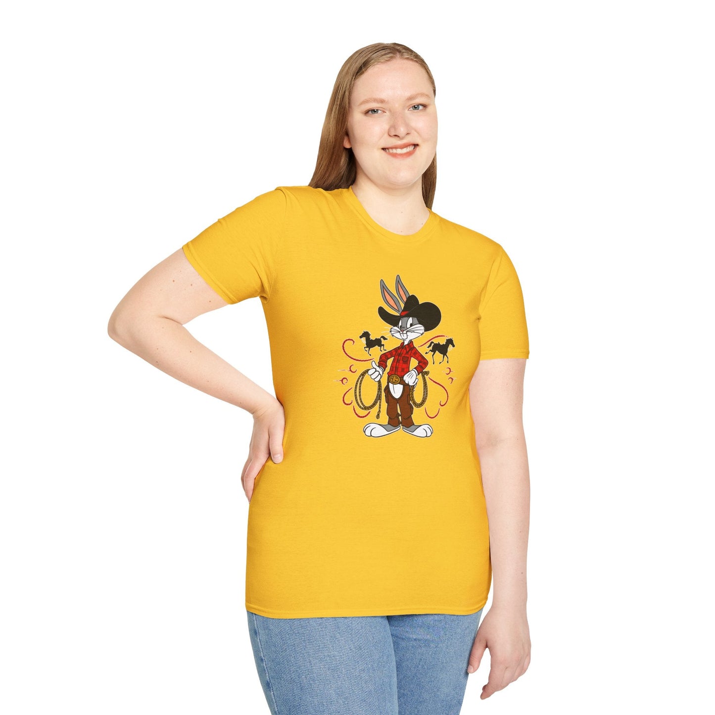 Bugs Bunny Unisex T Shirt Cartoon Design Graphic Tee Gildan Softstyle 64000 Artwork