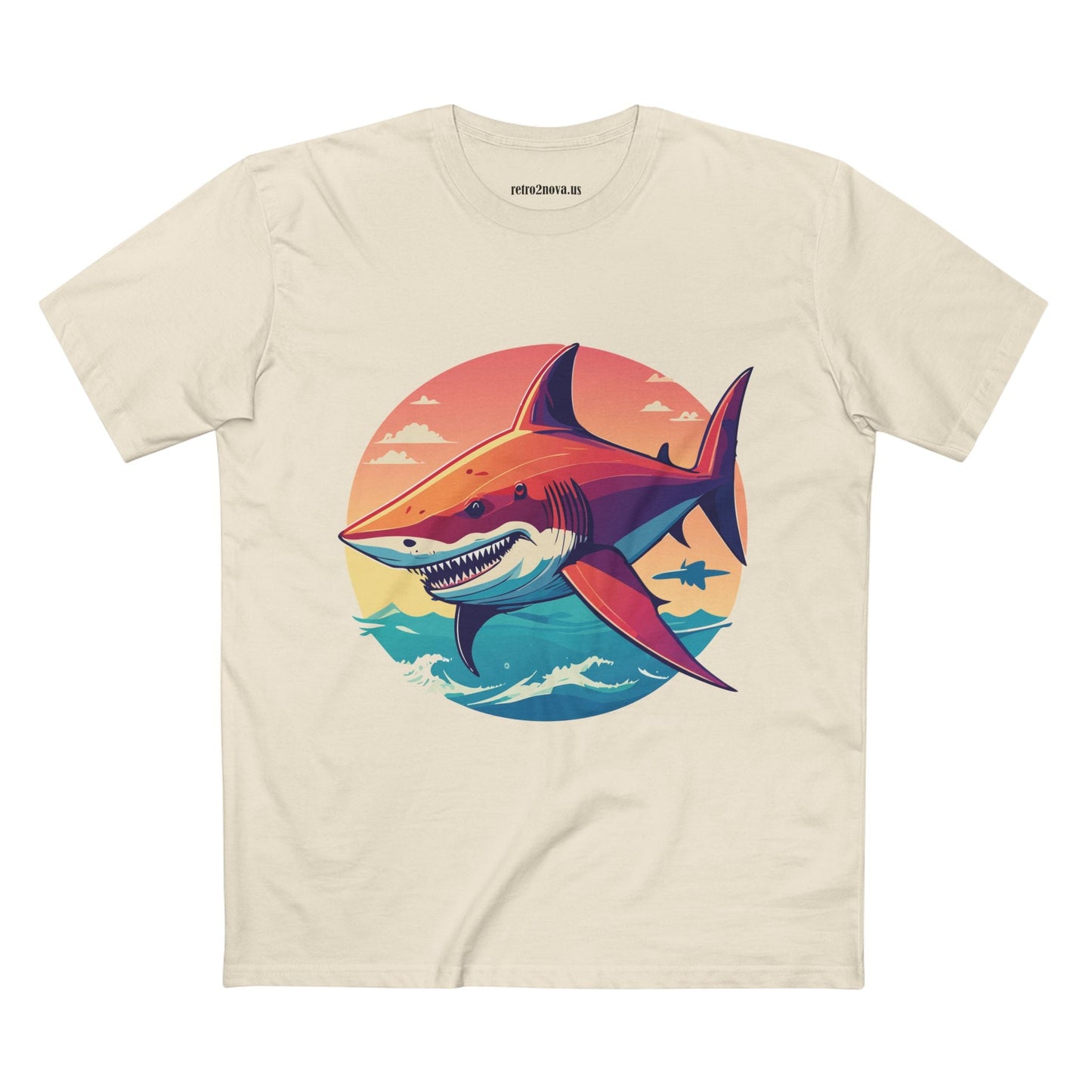 Unisex Premium Cotton Staple Tee With Original Art Shark Shirt From Retro2Nova Art Collection Soft Breathable Comfort